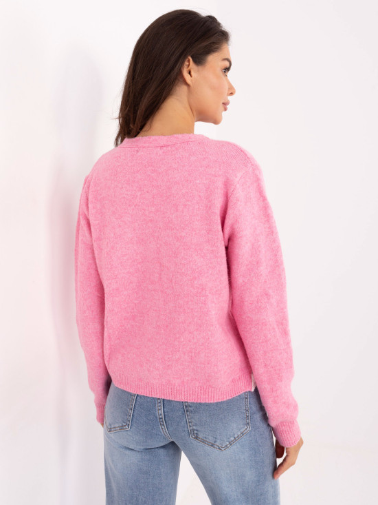 Różowy sweter z długim rękawem