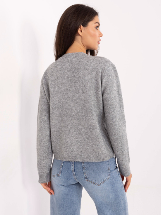 Elegancki szary sweter z długim rękawem