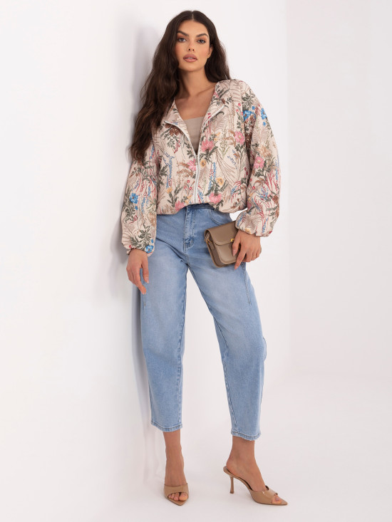 Zielona bomberka w kwiaty z podszewką