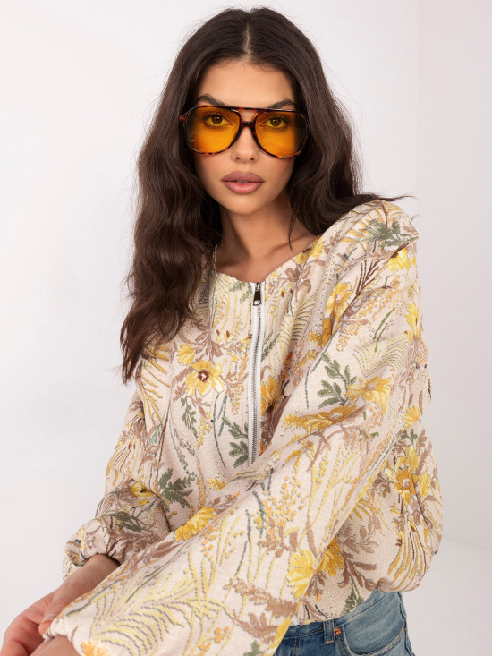 Żółta bomberka w kwiaty z podszewką