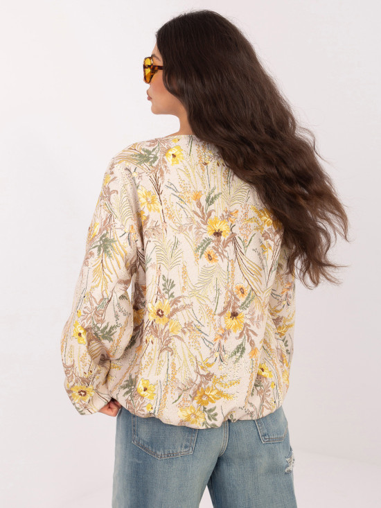 Żółta bomberka w kwiaty z podszewką