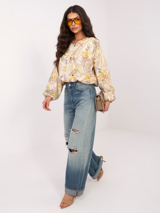 Żółta bomberka w kwiaty z podszewką