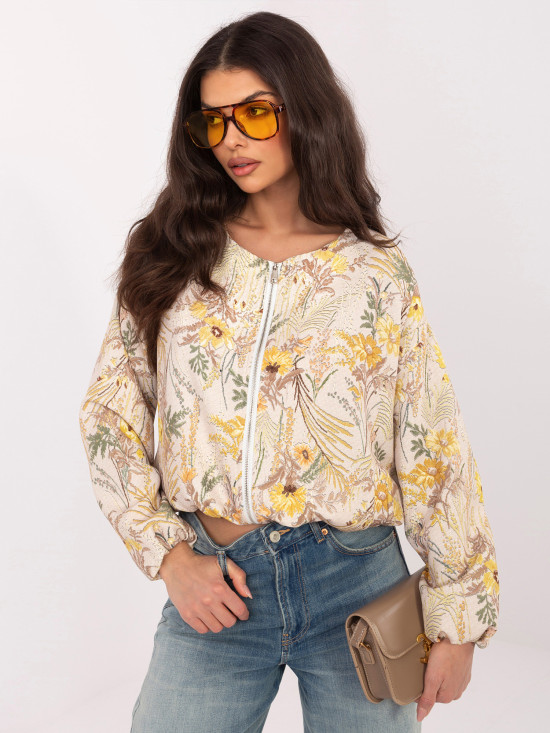 Żółta bomberka w kwiaty z podszewką