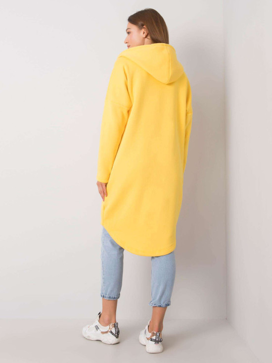 Żółta długa bluza z kapturem i suwakiem