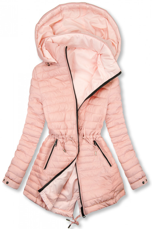 Pikowana dwustronna parka różowa/babypink