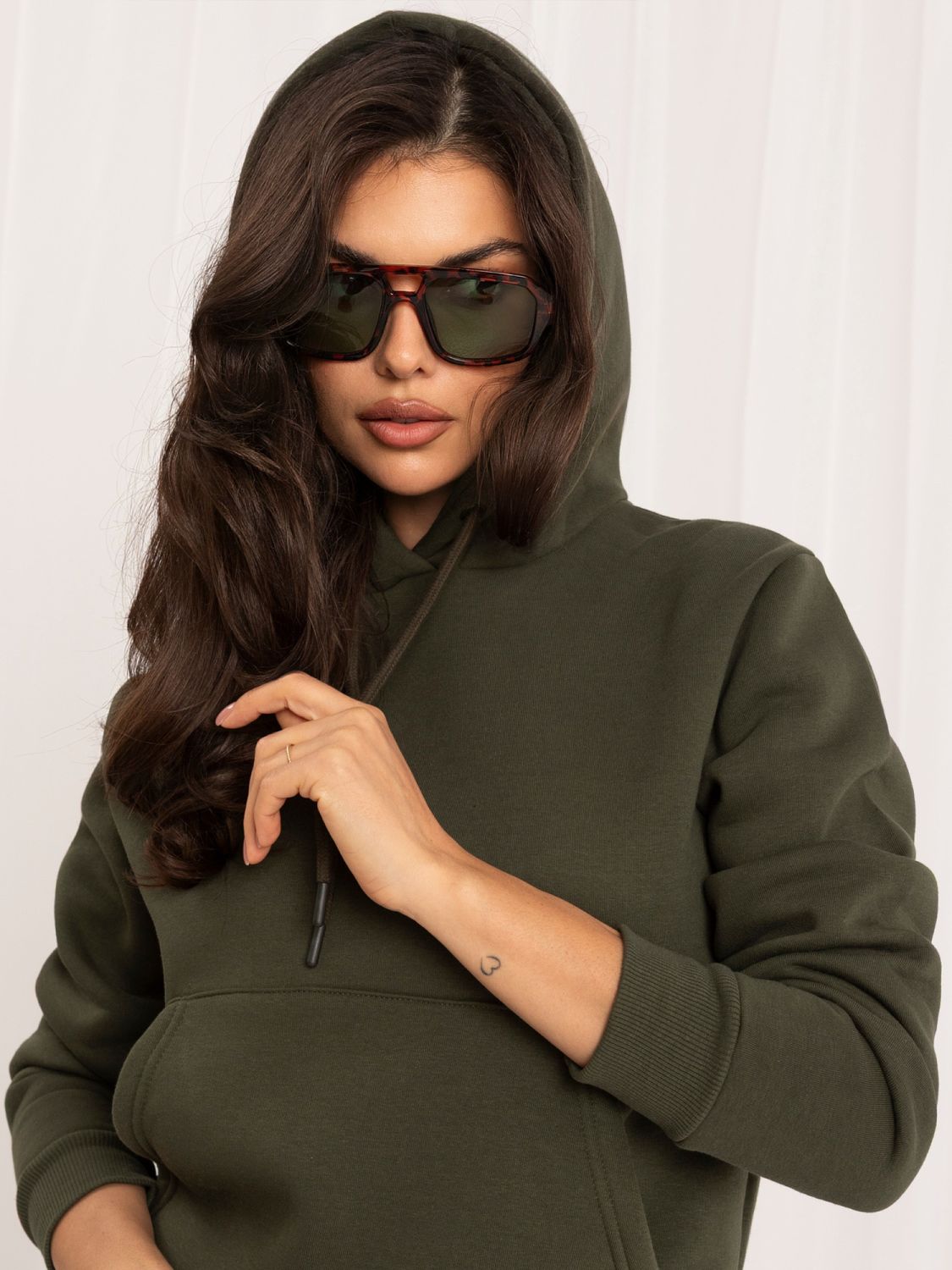 Khaki damska bluza z kapturem RUE PARIS