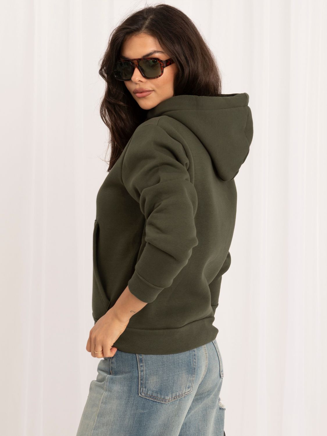 Khaki damska bluza z kapturem RUE PARIS