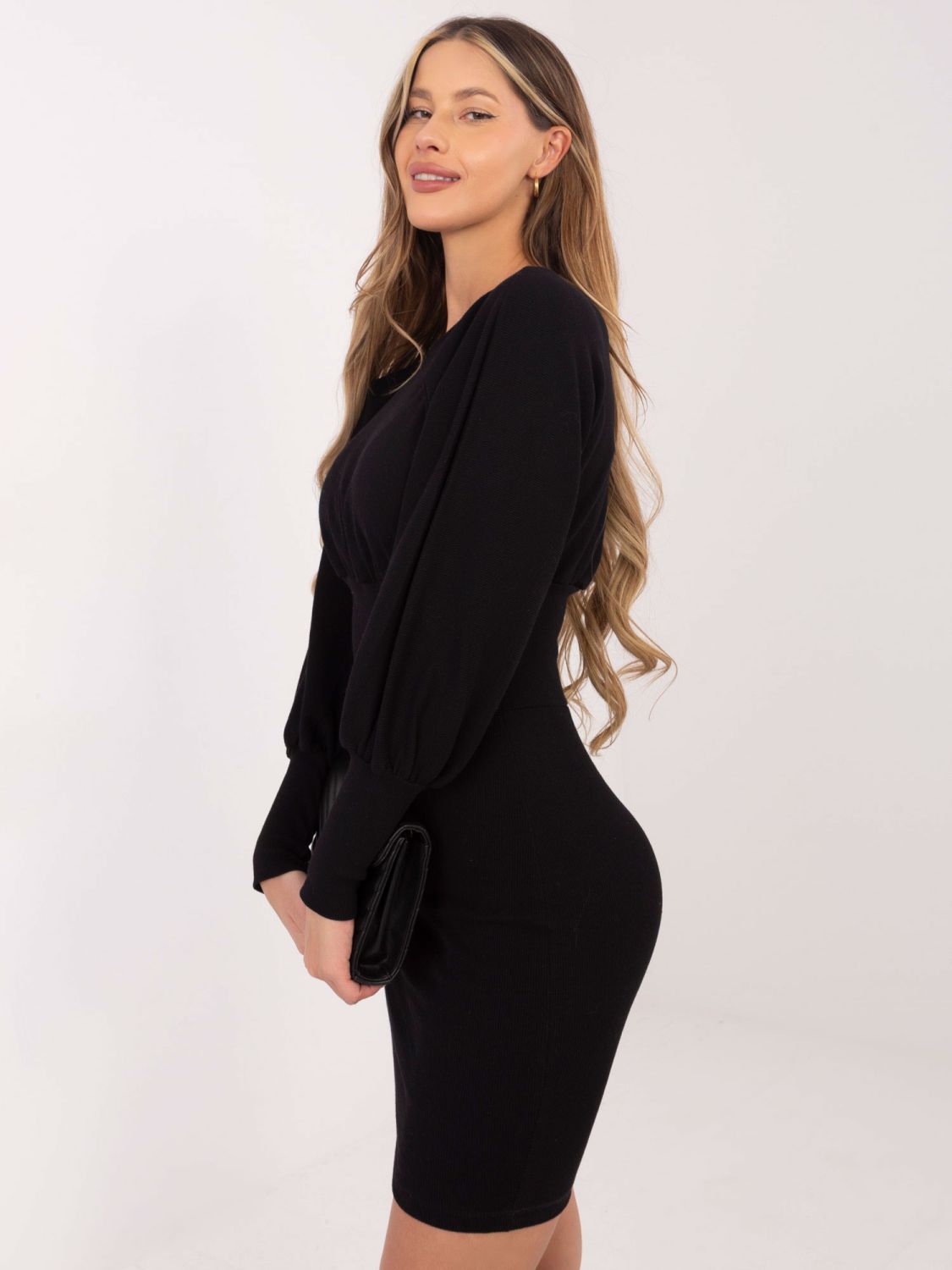 RUE PARIS Czarna sukienka w prążek