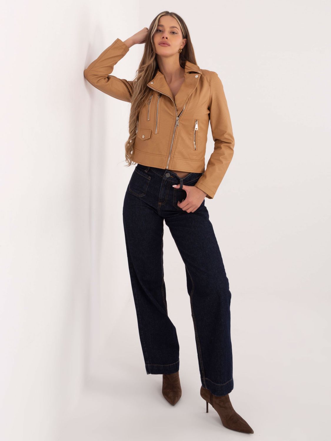 Camelowa damska ramoneska