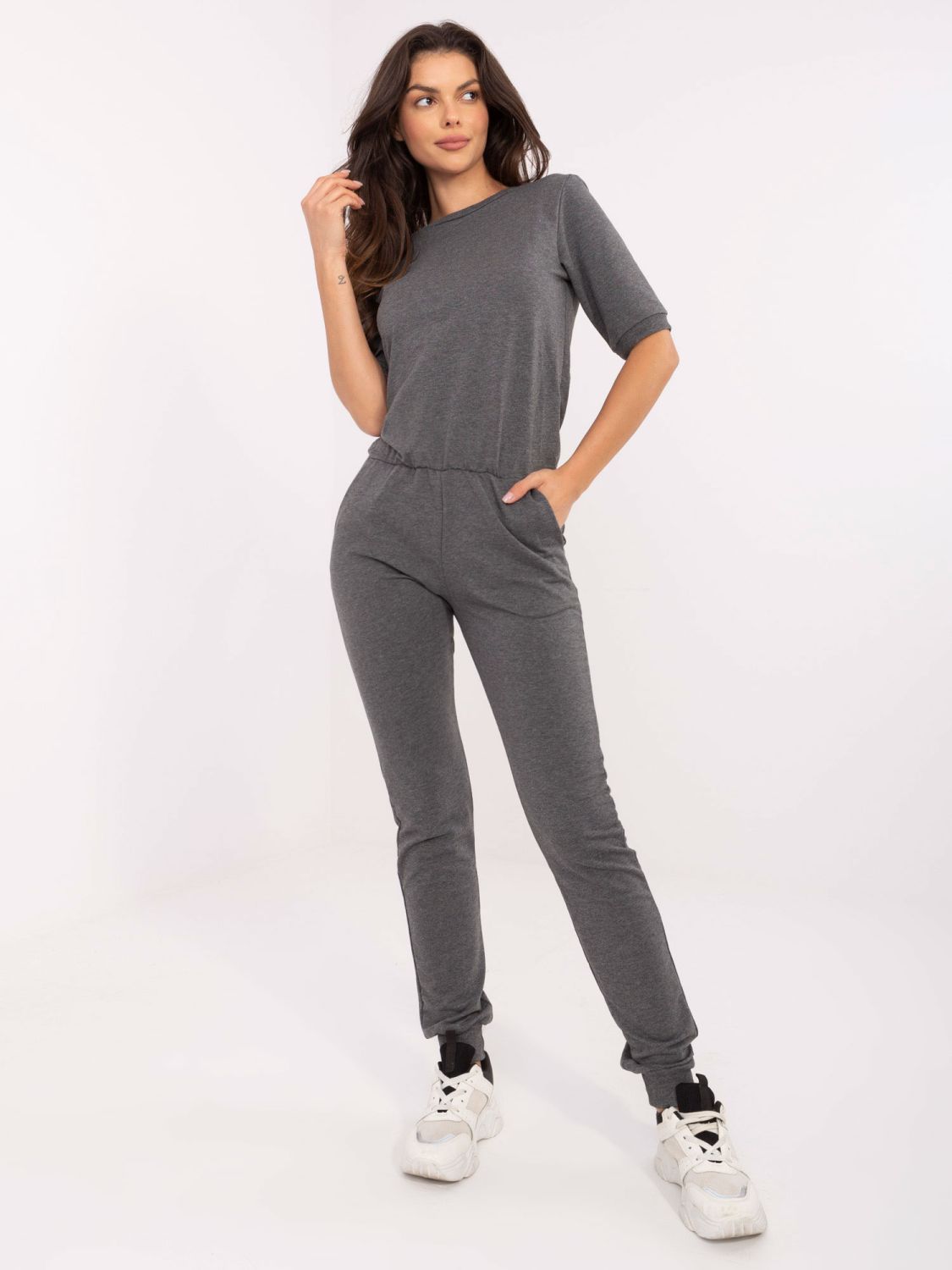 Ciemnoszary melanżowy kombinezon damski