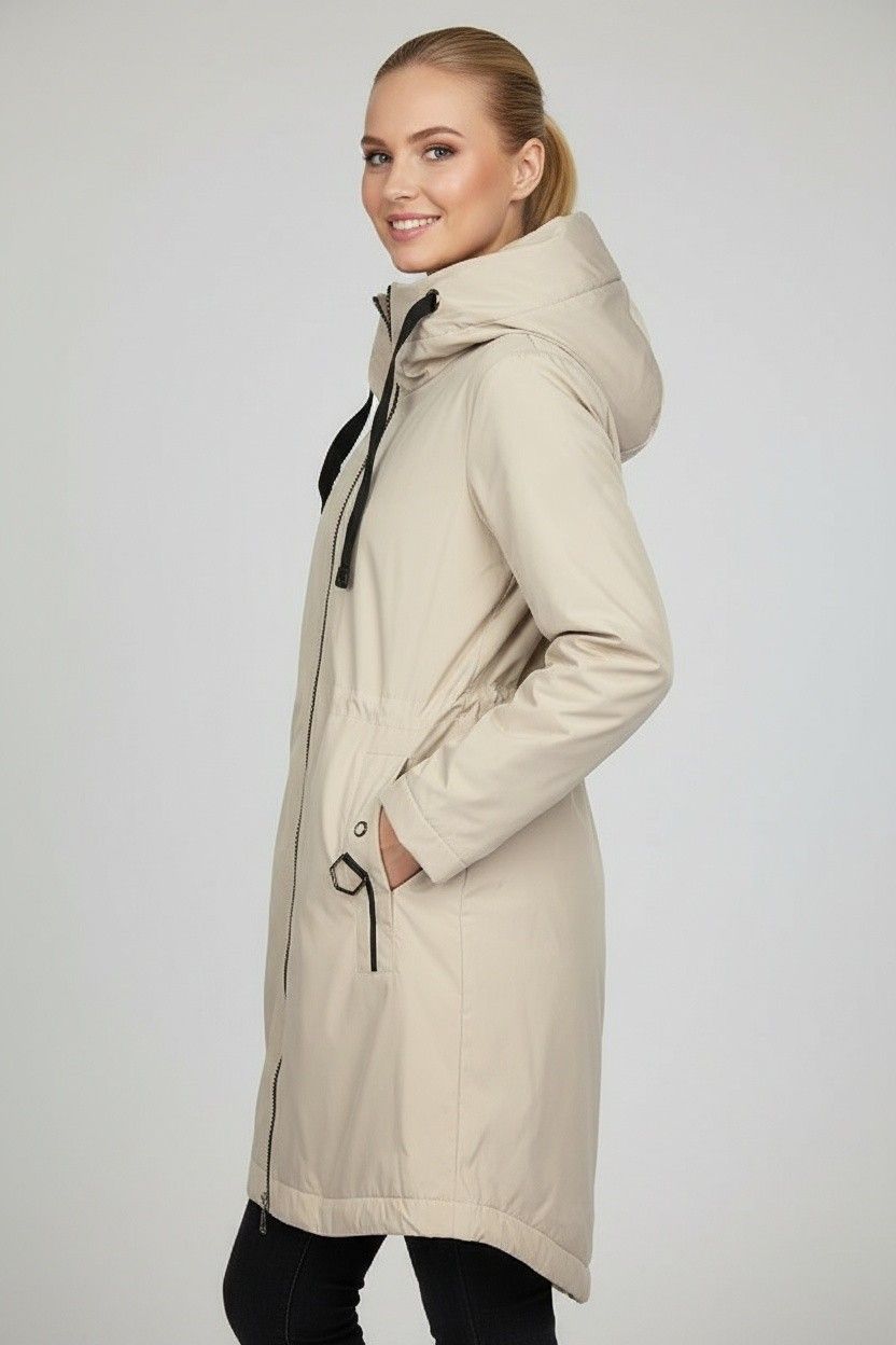 Kurtka jesienna z kapturem ecru