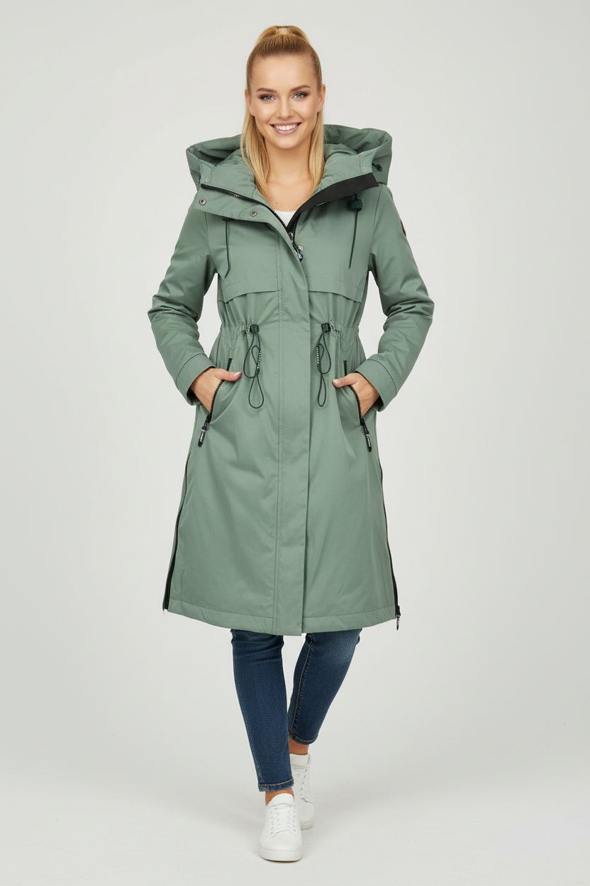 Kurtka o wydłużonym fasonie FASHION zielona