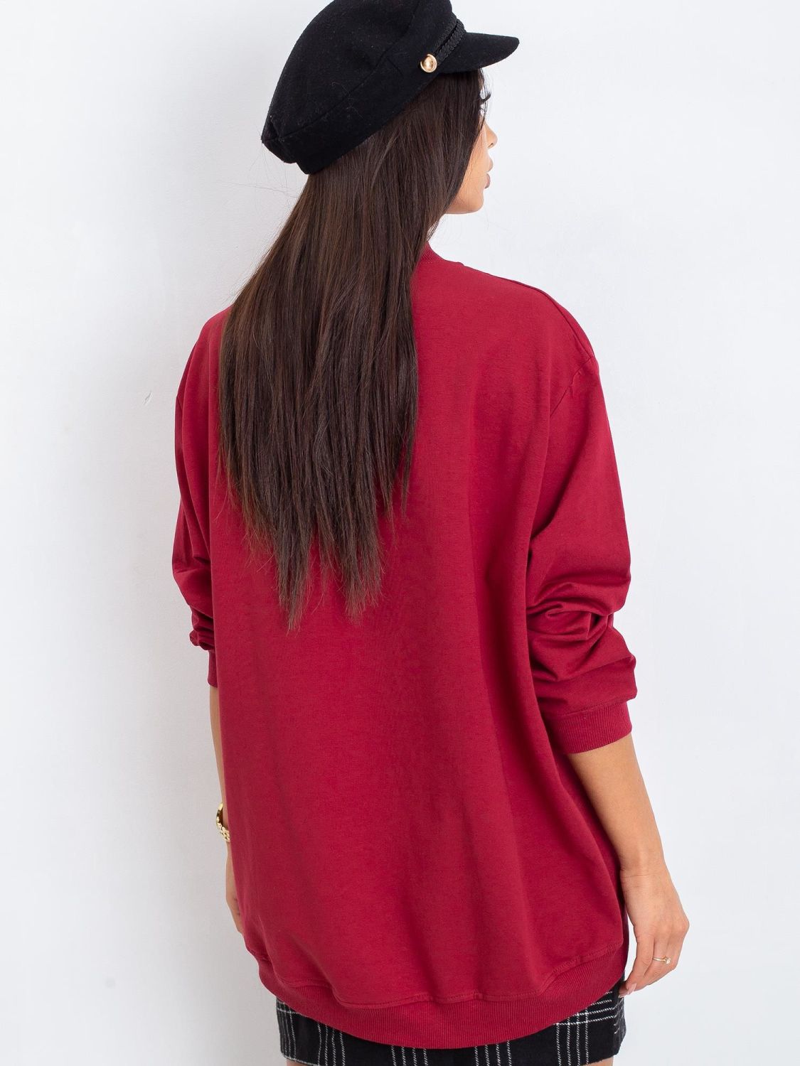 Bordowa bawełniana basic bluza
