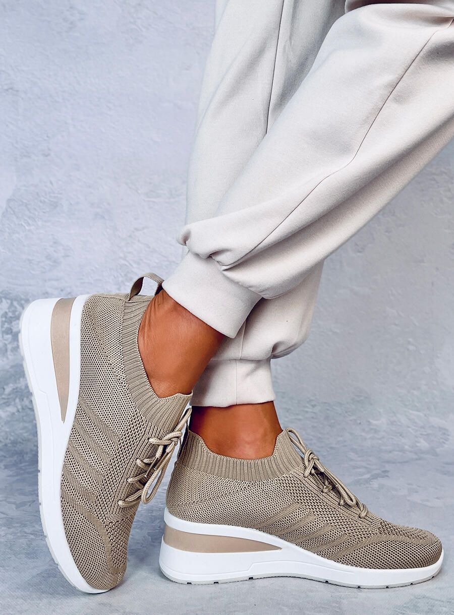 Buty sportowe na koturnie KHAKI