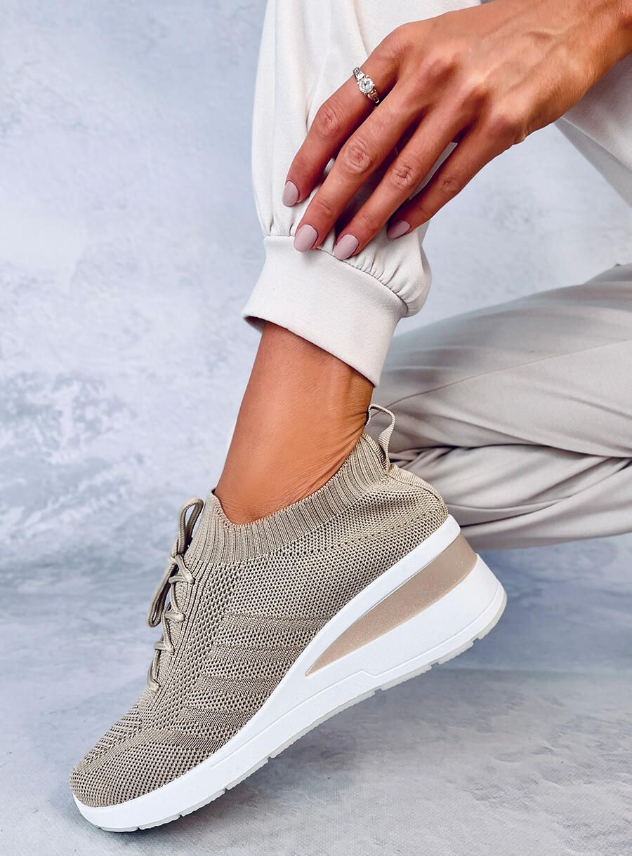 Buty sportowe na koturnie KHAKI