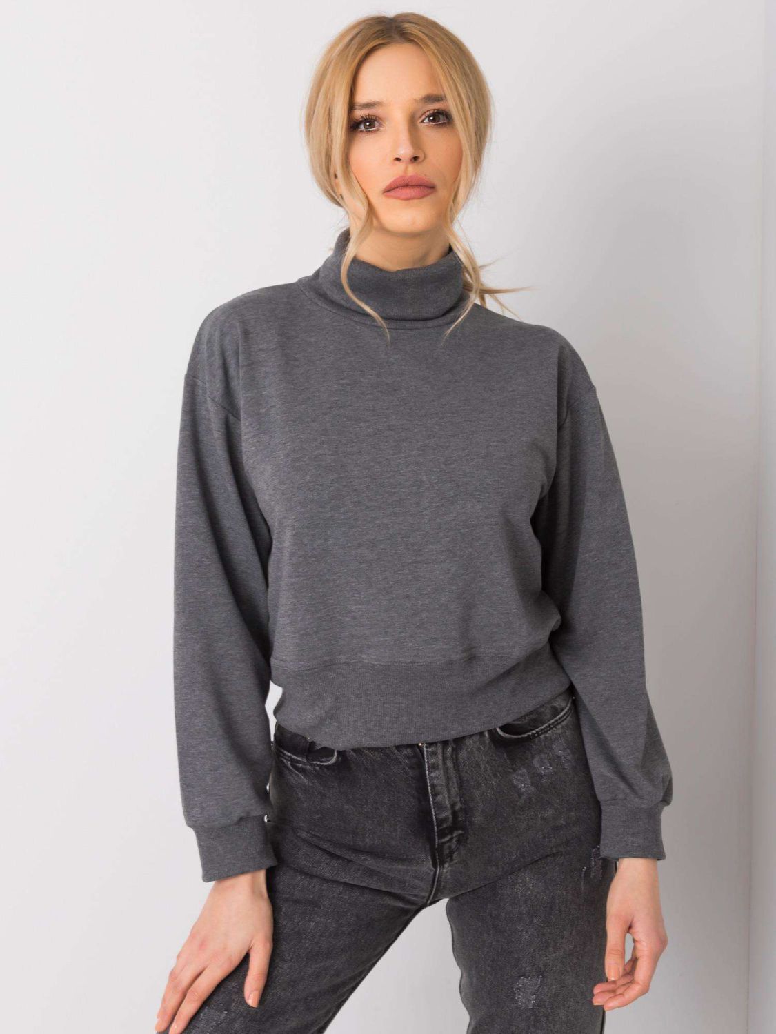 Ciemnoszara basic bluza z golfem