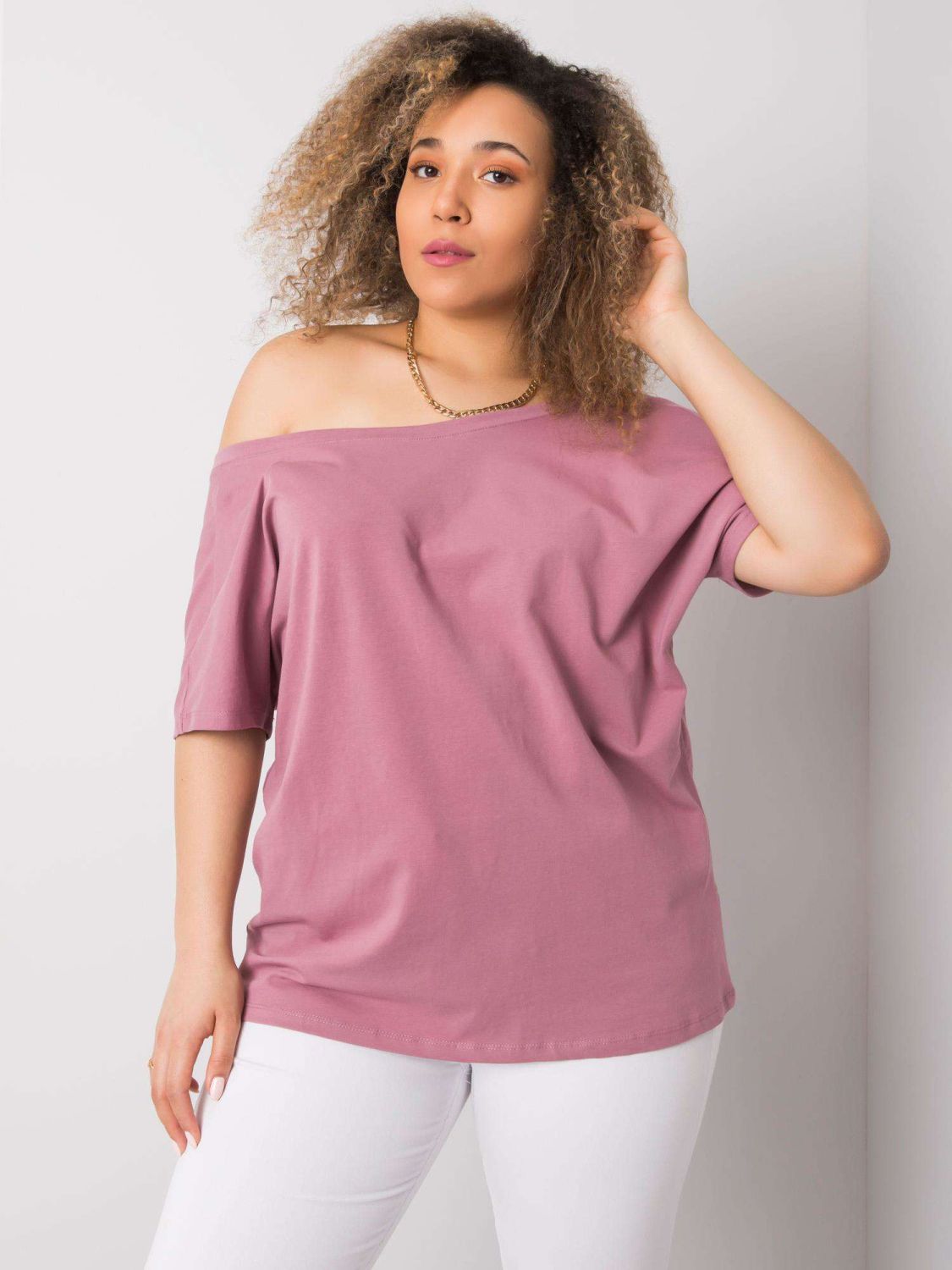 Różowe plus size t-shirt z bawełny
