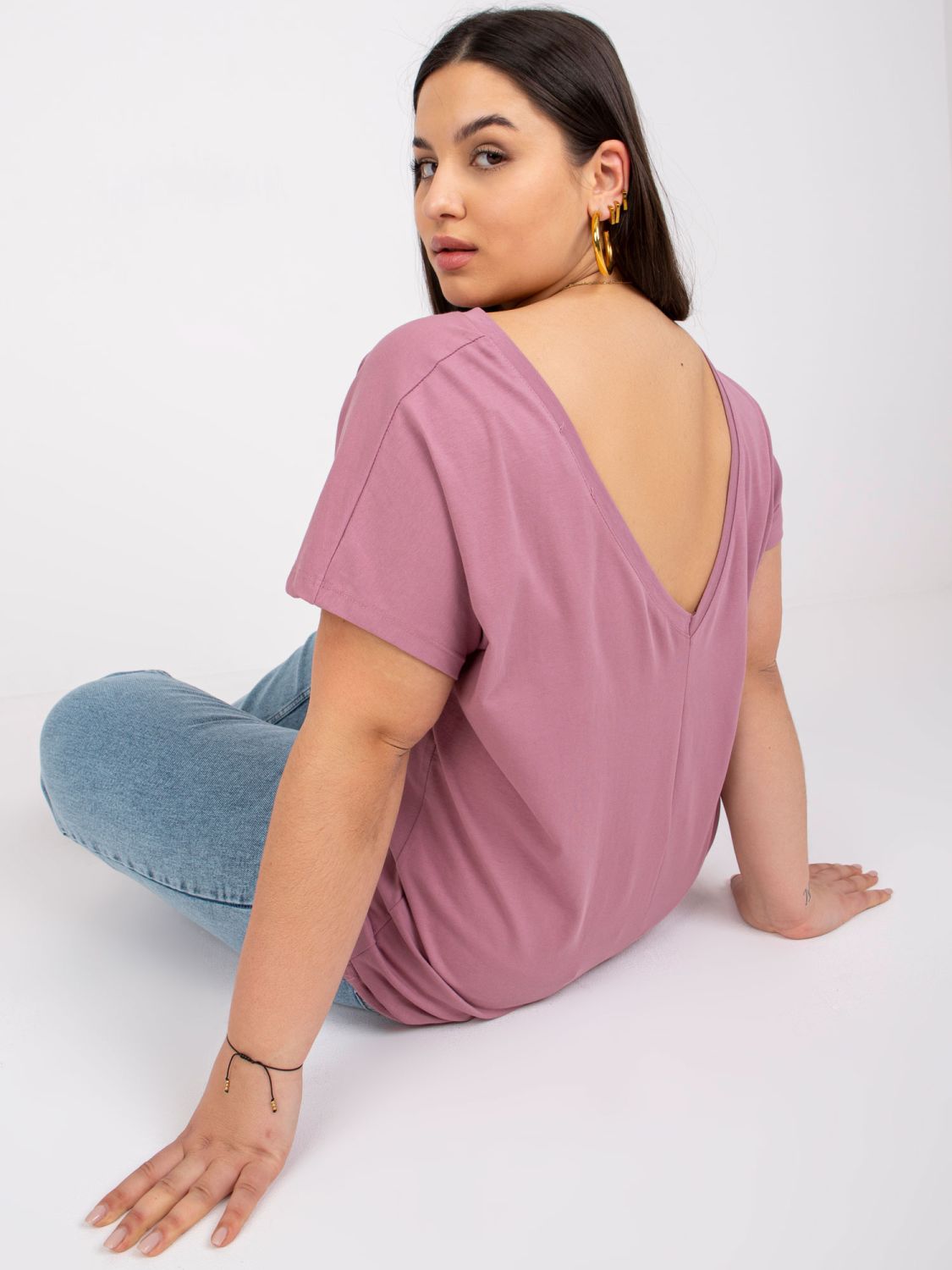 Różowe plus size t-shirt z bawełny