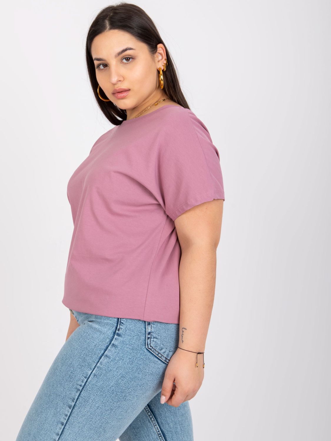 Różowe plus size t-shirt z bawełny