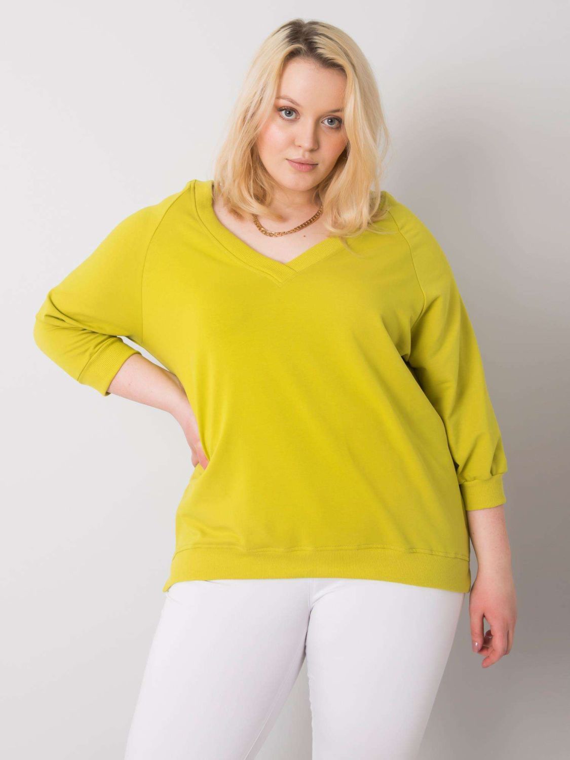 Jasnozielona plus size bluza z bawełny