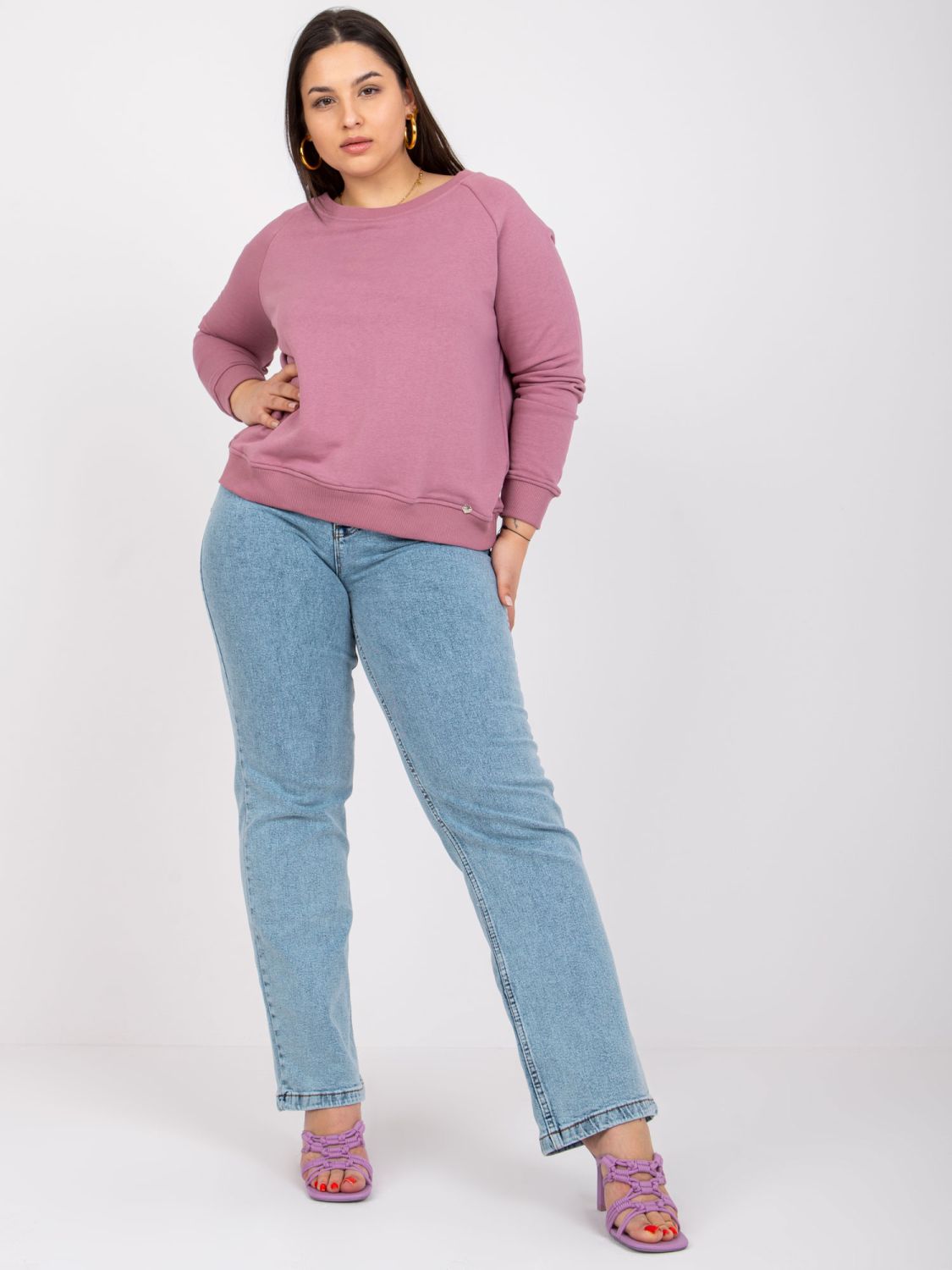 Różowa bluza bez kaptura plus size