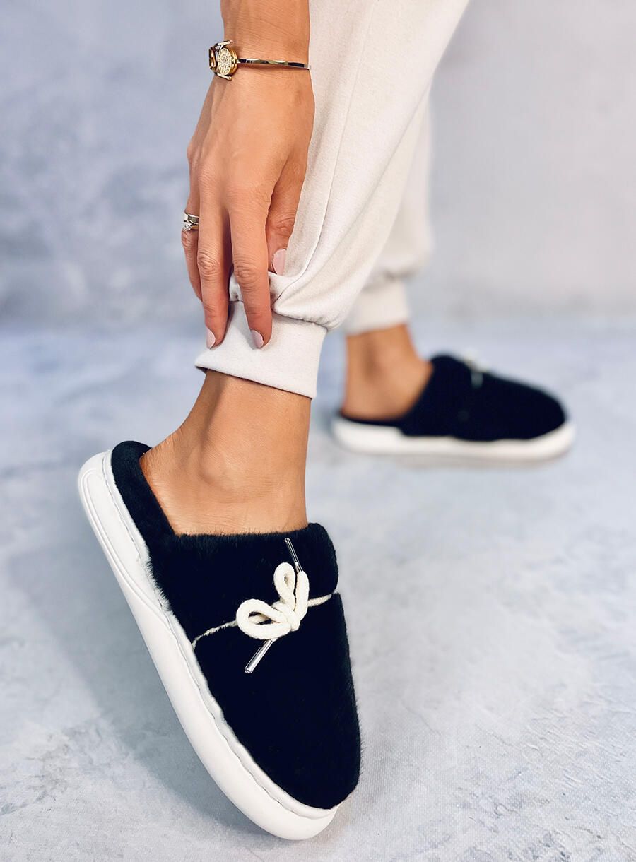 Kapcie futrzane LUNA BLACK