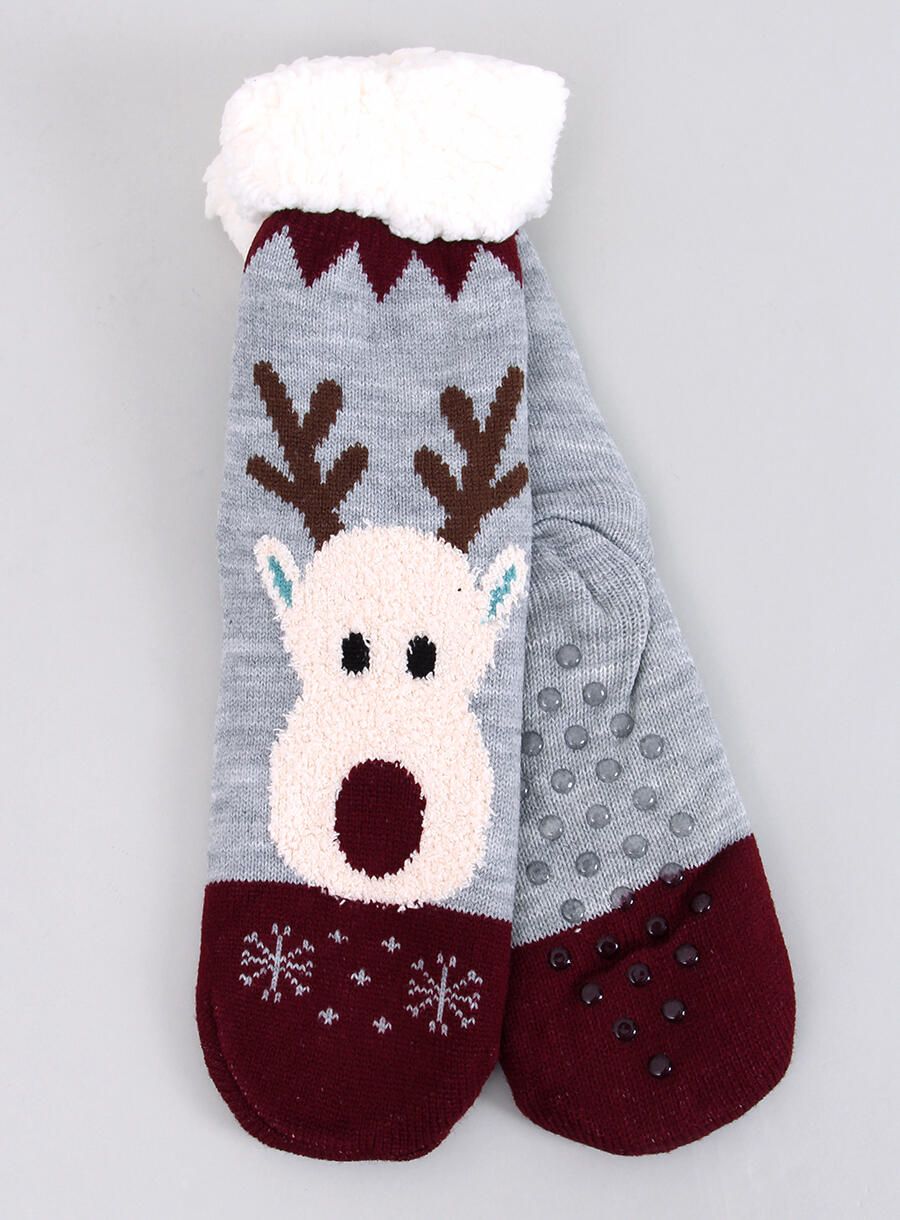 Skarpetki świąteczne z reniferem REINDEER SZARE