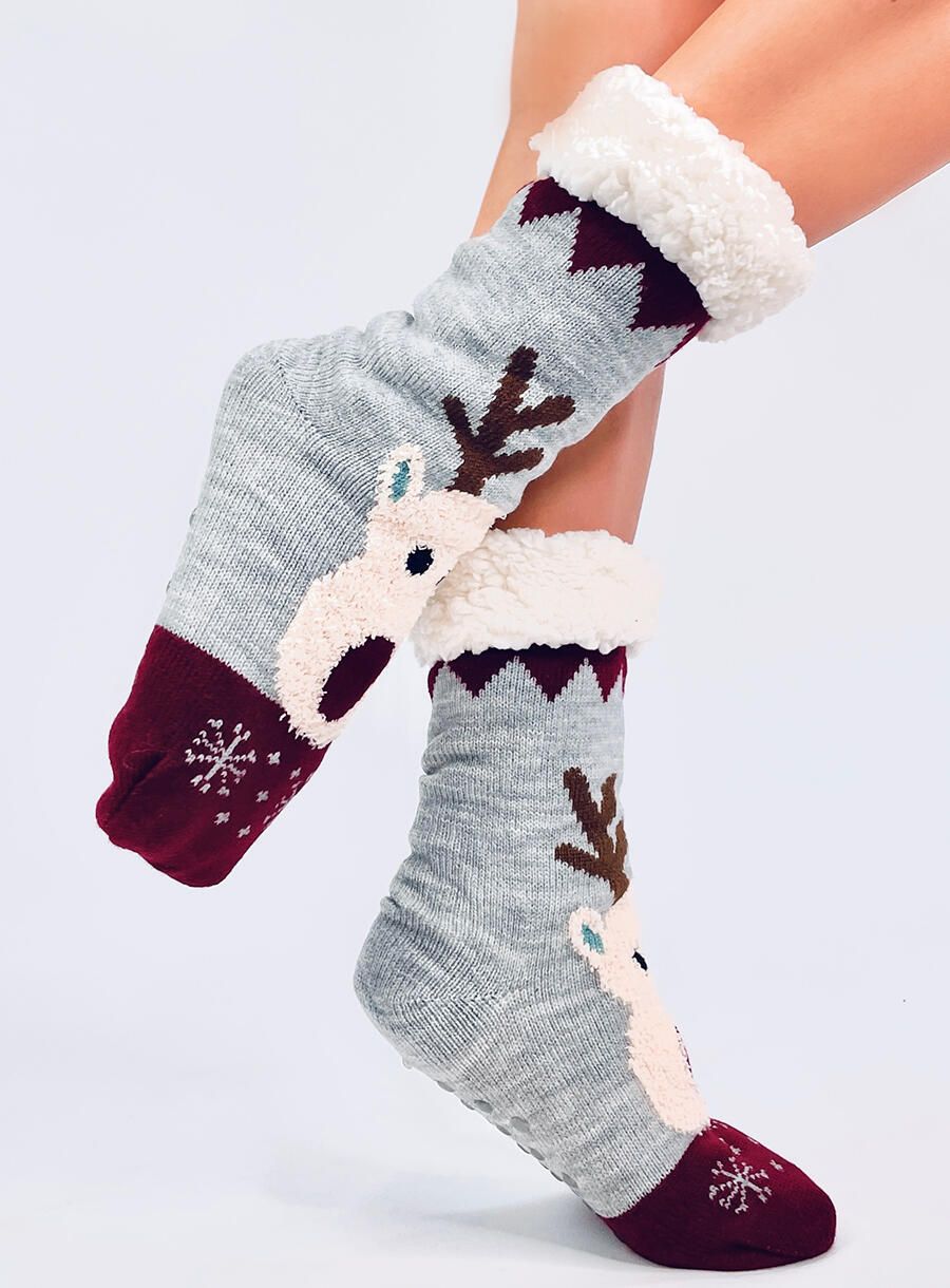 Skarpetki świąteczne z reniferem REINDEER SZARE