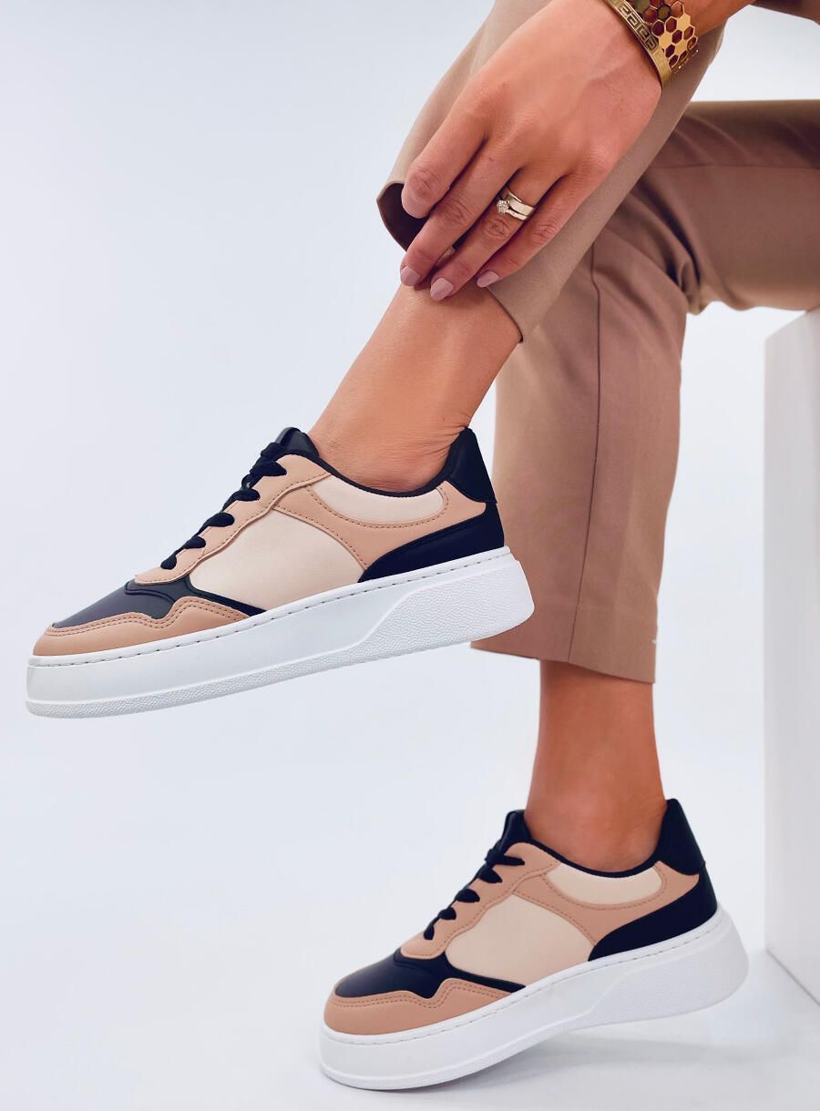 Sneakersy damskie pandy beż/czarny