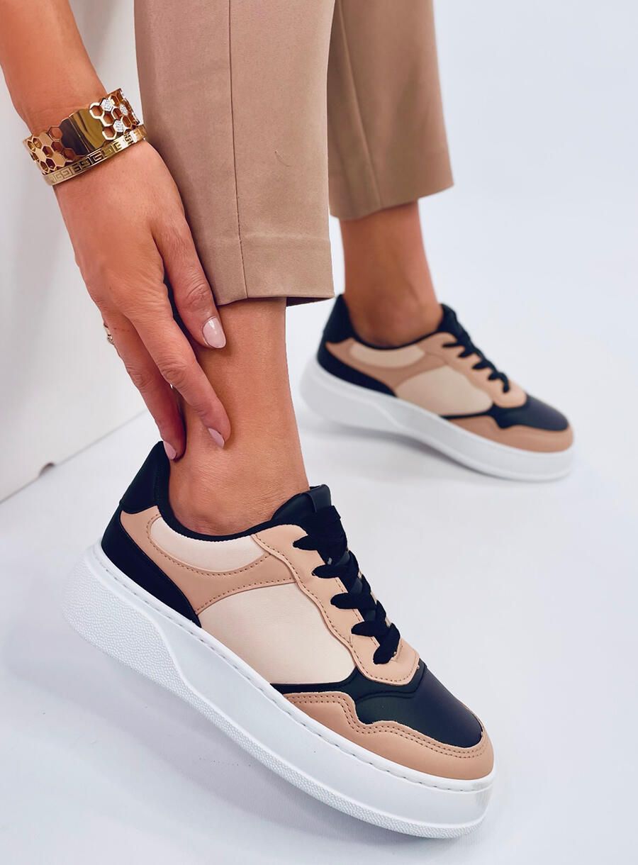 Sneakersy damskie pandy beż/czarny
