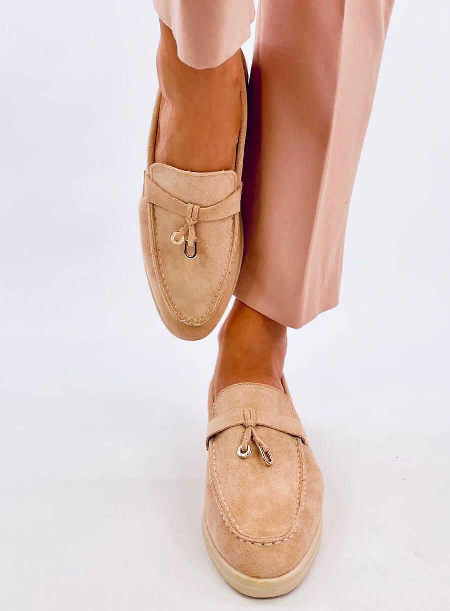 Miękkie mokasyny zamszowe GERDA  BEIGE