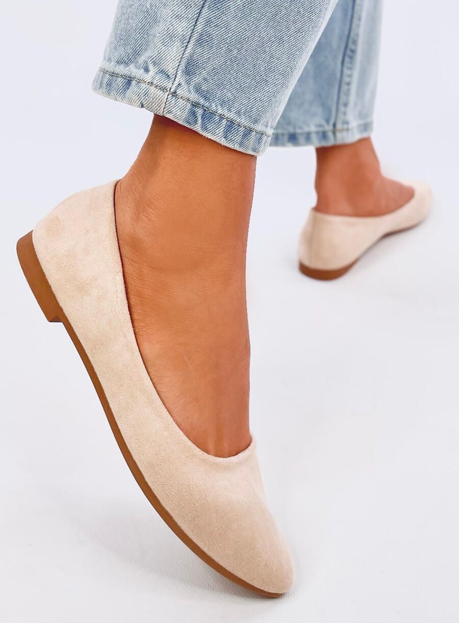 Baleriny ze skórzaną wkładką beige