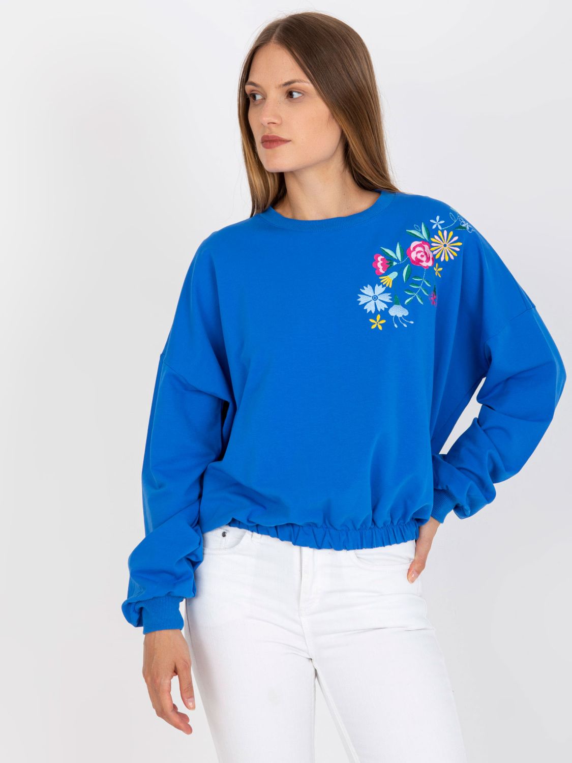 Ciemnoniebieska bluza bez kaptura bawełniana RUE PARIS