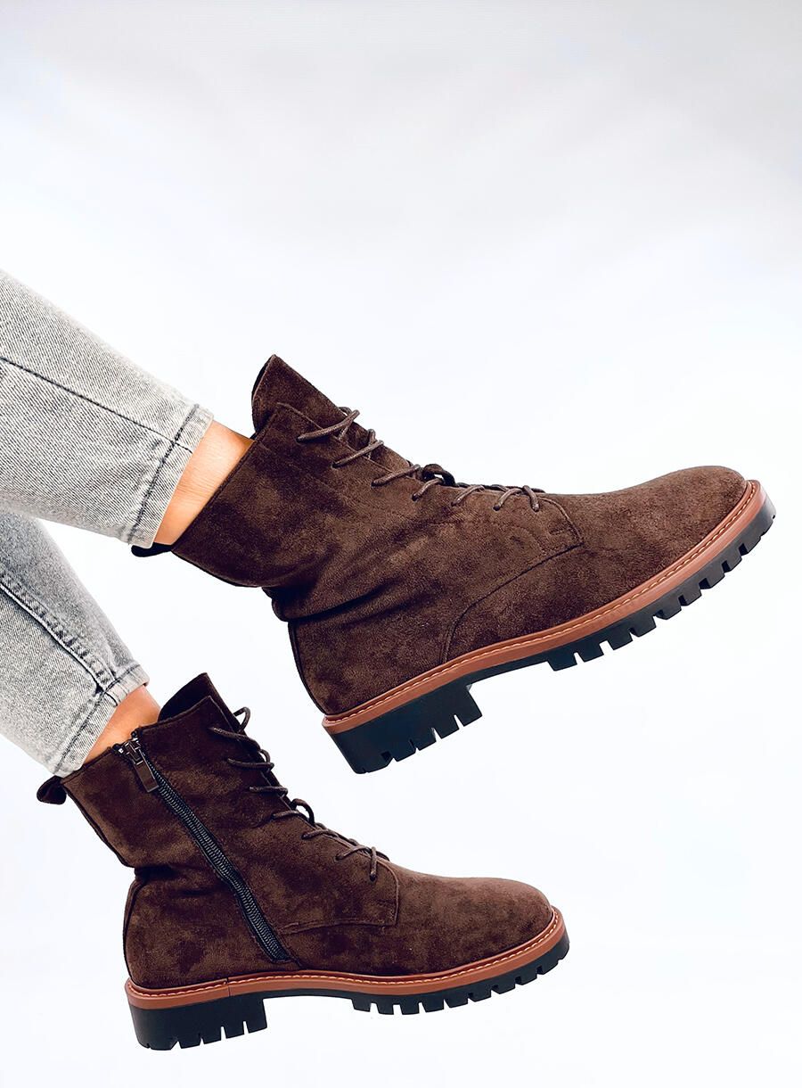 Botki sznurowane zamszowe SIMMER BROWN