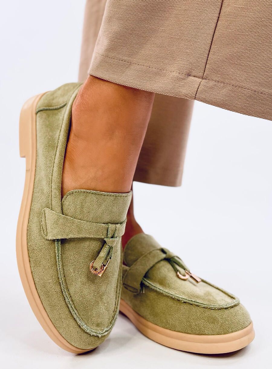 Mokasyny zamszowe Olivia green