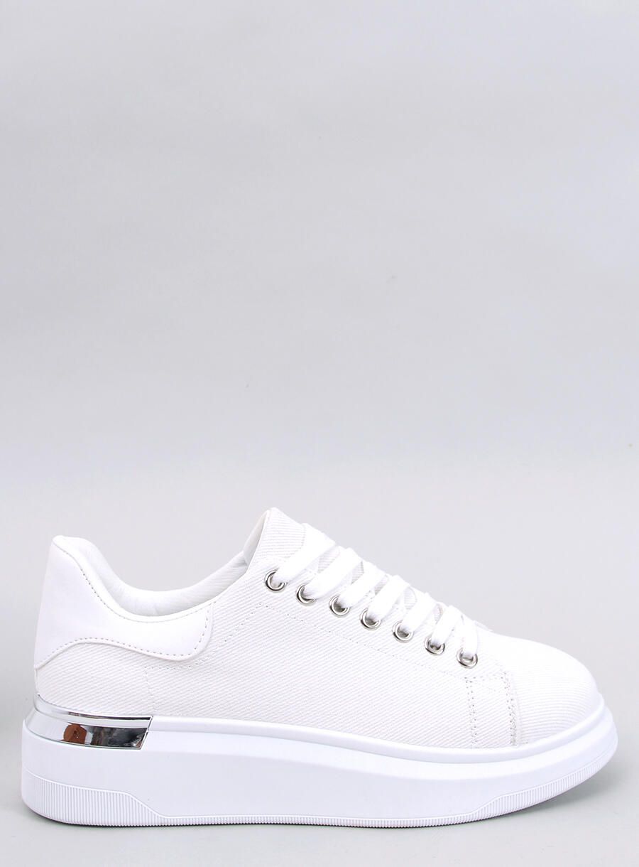 Sneakersy płócienne na koturnie ECRU