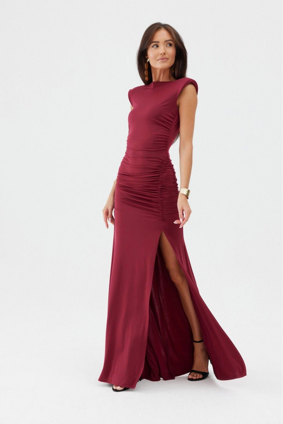 Aurelia – bordowa sukienka maxi