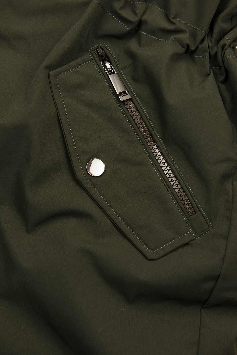 Khaki parka z odpinanym futerkiem wzdłuż zapięcia