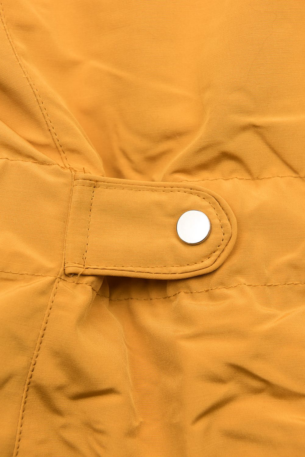 Żółta zimowa parka z brązowym pluszem