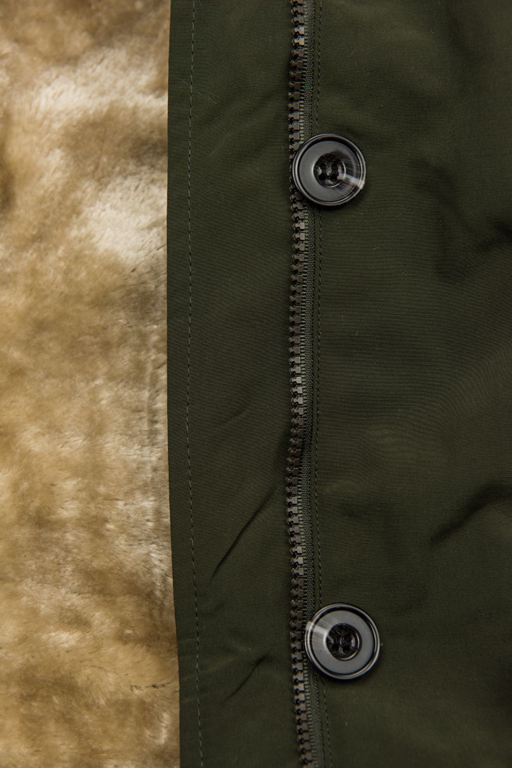 Khaki parka na jesień/zimę z odpinaną podszewką