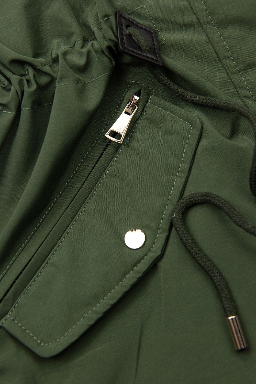 Przejściowa wzorzysta dwustronna parka khaki