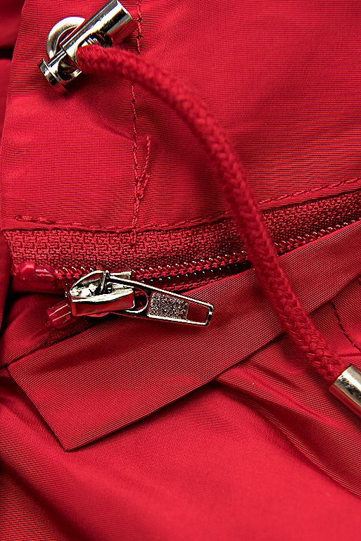 Czerwono/granatowa basic wiosenna parka z kapturem