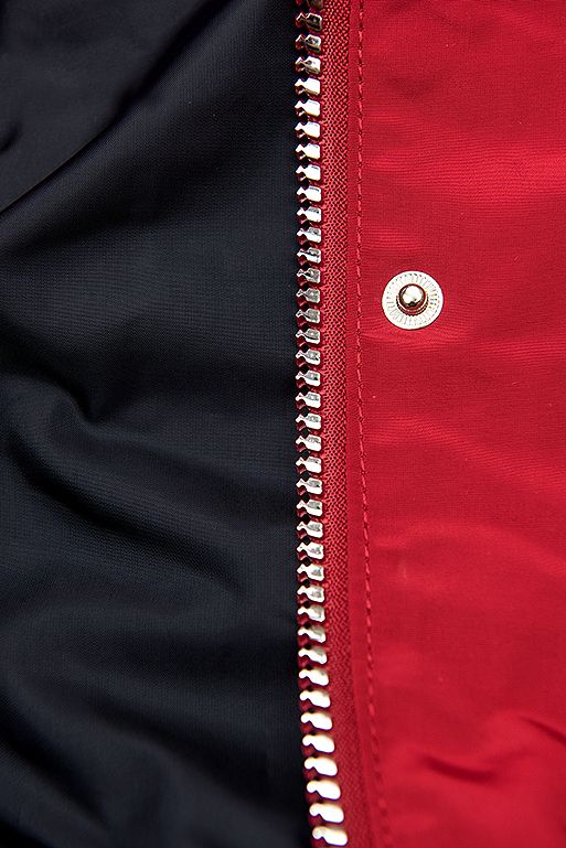 Czerwono/granatowa basic wiosenna parka z kapturem