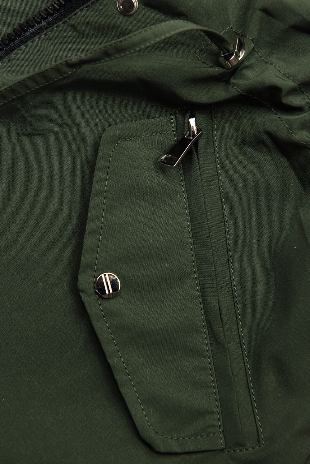 Dwustronna przejściowa parka z kapturem khaki/czarna