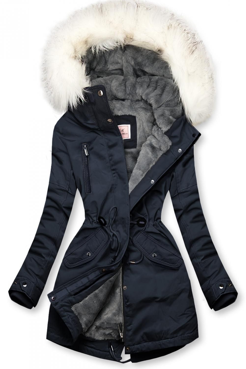 Ocieplana parka granatowa/szara