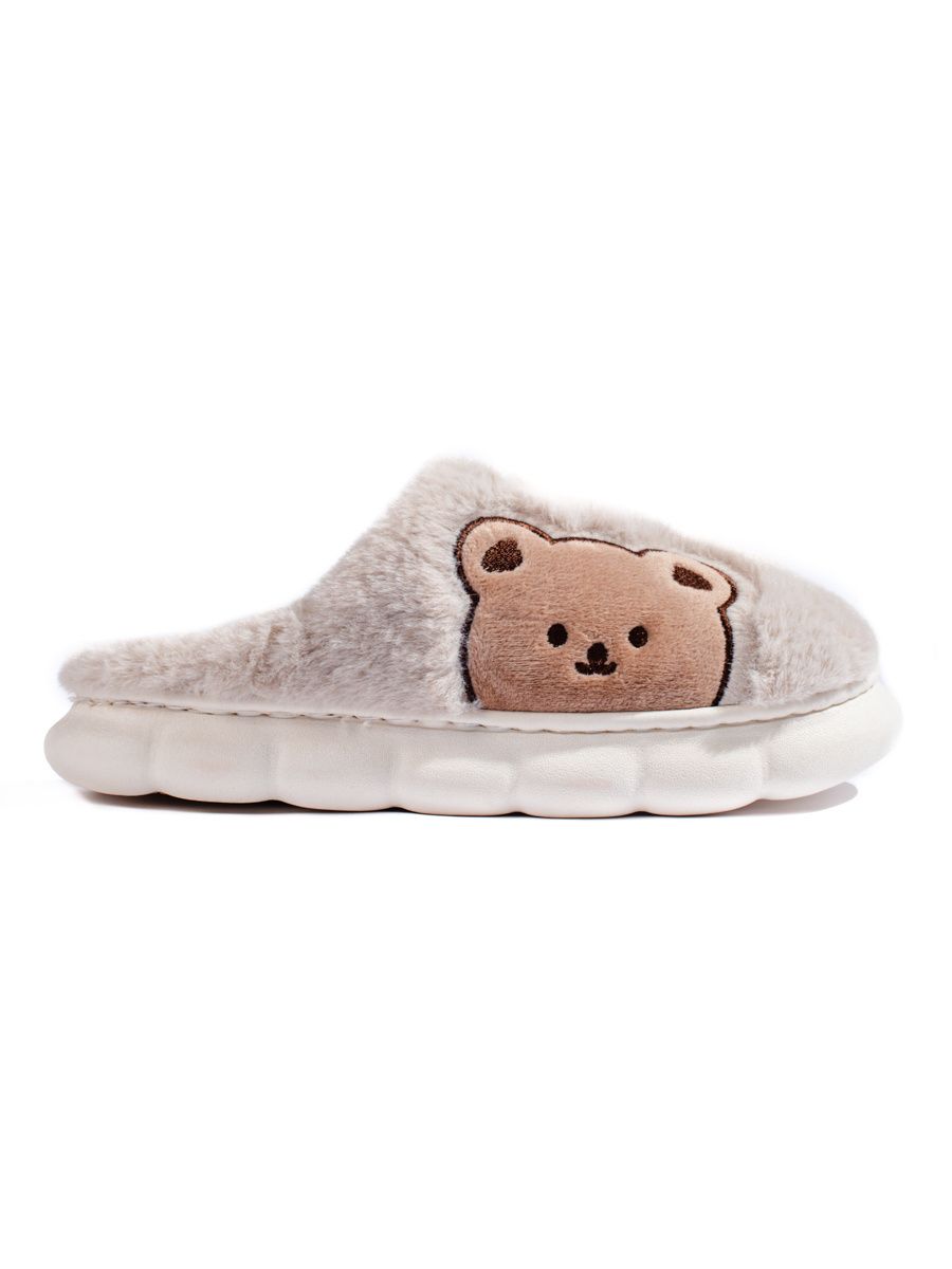 Kapcie damskie z misiem beżowe BEAR