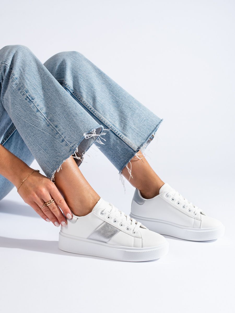 Białe damskie buty sneakersy na platformie
