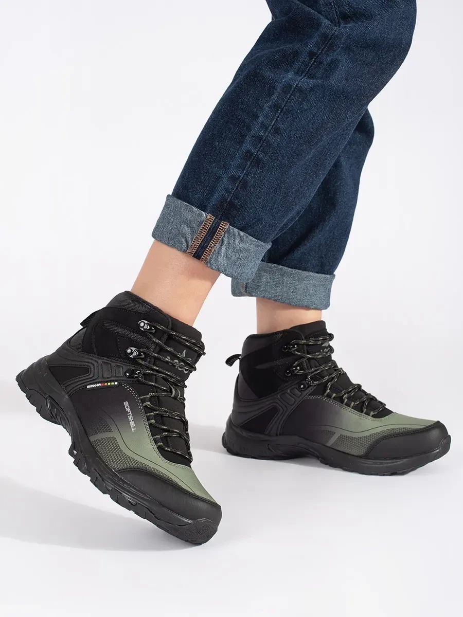 Czarno-zielone buty trekkingowe