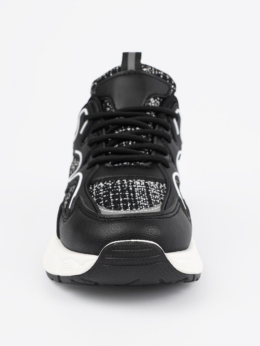 Czarne sneakersy damskie z ozdobnymi wstawkami