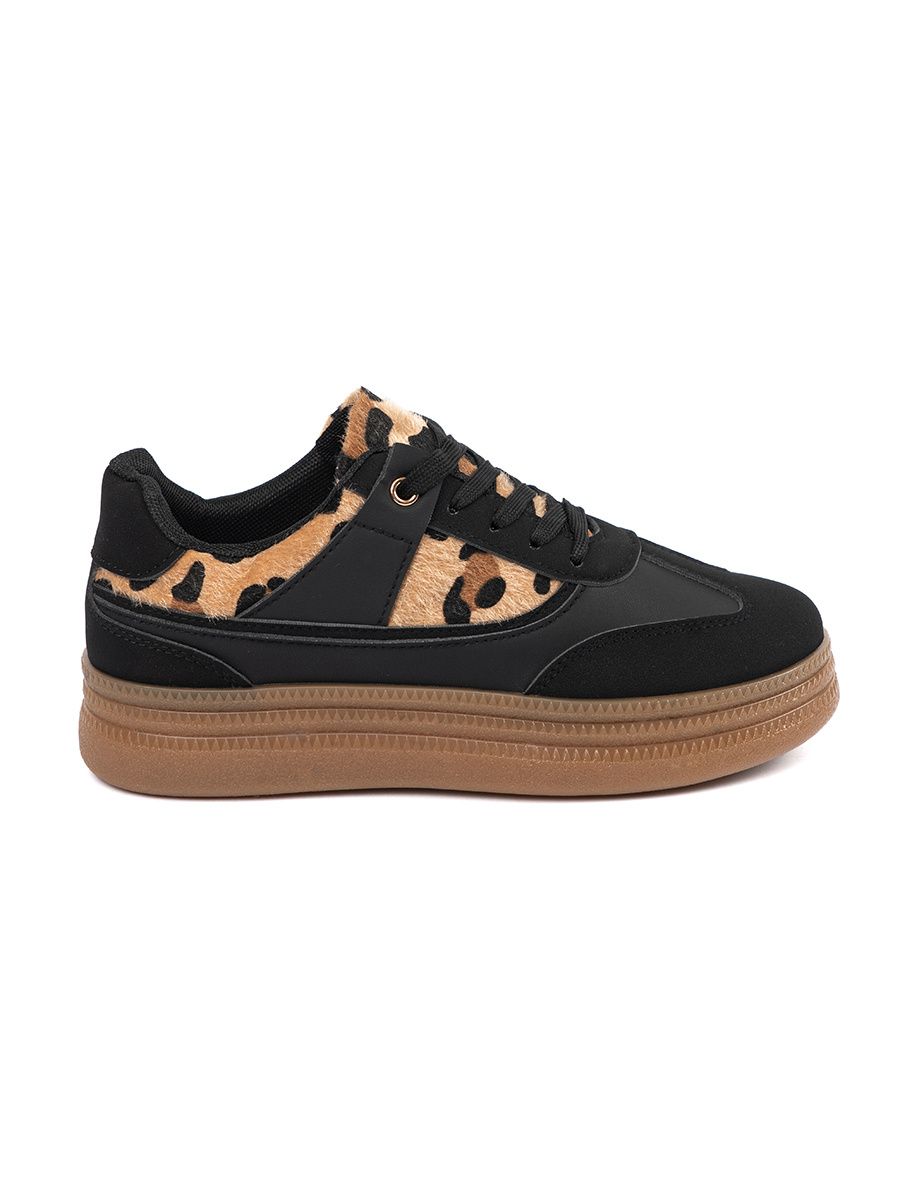 Damskie czarne sneakersy z panterką